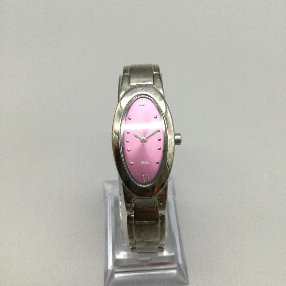 Armitron Now Womens Watch 18mm Pink Oval Dial Silver Tone New Battery 6.5